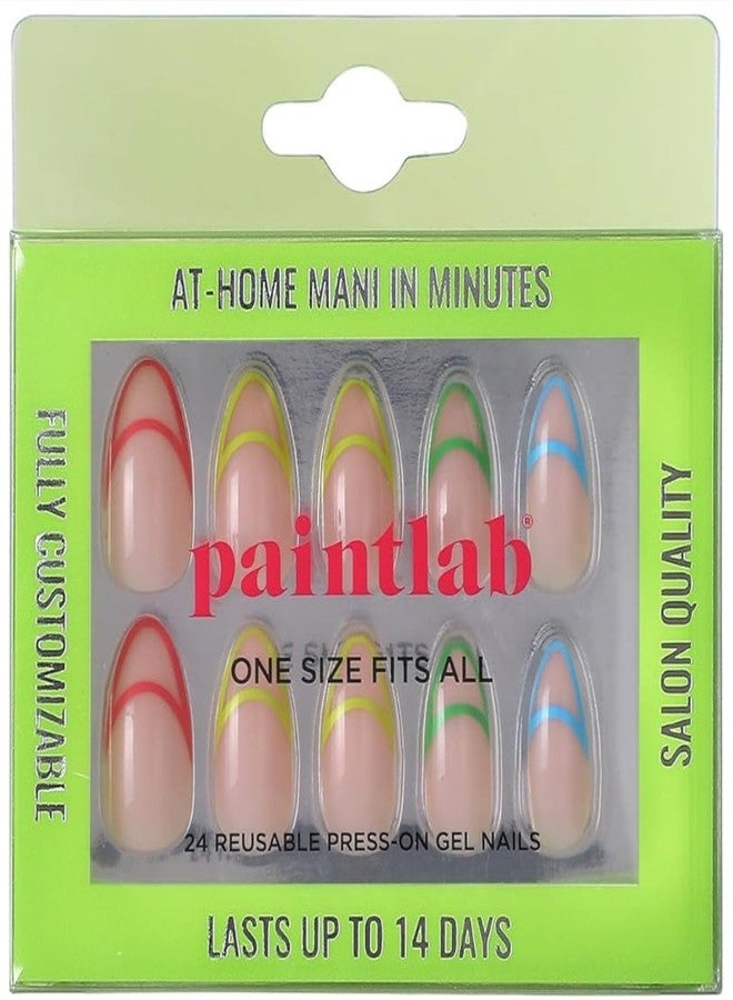 PaintLab Press-On Nails Manicure Kit, Check you out, 24-Piece Set, Long-Lasting Fake Nails with Glue, File, Prep Pad & Cuticle Stick - Image 1