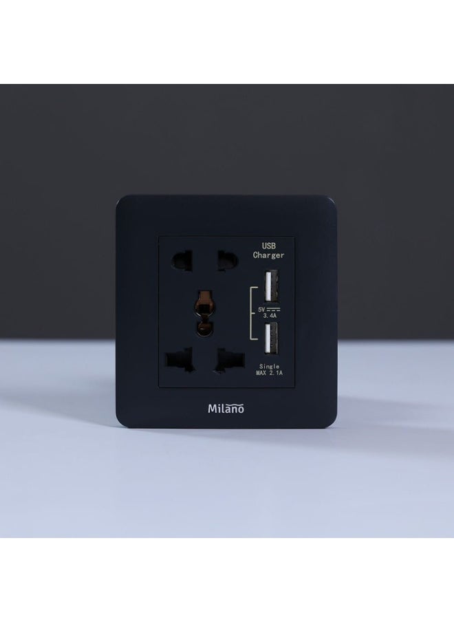 DANUBE HOME - Milano 16A Single Universal Socket With Dual Usb - Image 1