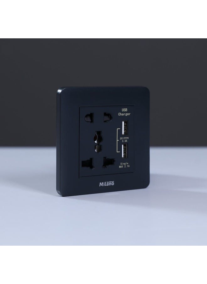 DANUBE HOME - Milano 16A Single Universal Socket With Dual Usb - Image 1