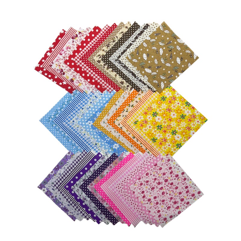 Litboom Quilting Fabric Squares, 42 Pack Cotton Craft Bundle, 5x5 Inch Pre-Cut Multicolor Floral Patterns for DIY Sewing, Patchwork and Crafting Projects - Image 1