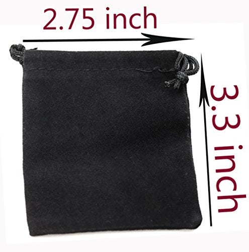 Mini Skater 50pcs Jewelry Velvet Cloth Pouch Black Drawstring Small Bags for Dice 2.75'' x 3.5'' - Image 2