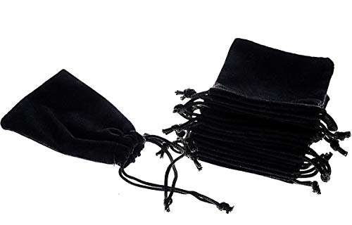 Mini Skater 50pcs Jewelry Velvet Cloth Pouch Black Drawstring Small Bags for Dice 2.75'' x 3.5'' - Image 4