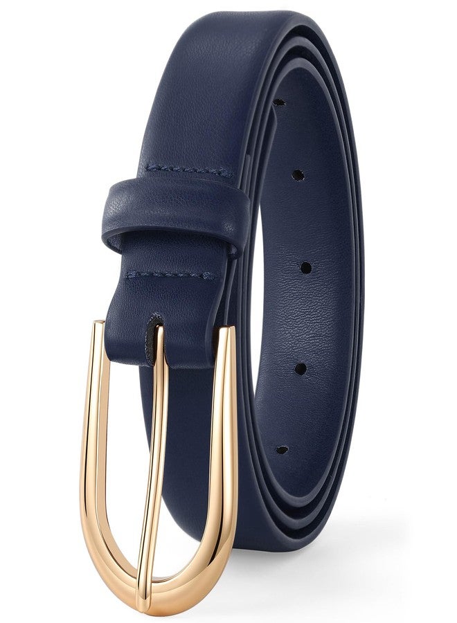 SANSTHS Women Belt for Jeans Pants Fashion Gold Buckle Ladies Dress Waist Belt,Navy,M - Image 5