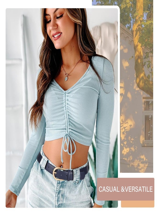 SANSTHS Women Belt for Jeans Pants Fashion Gold Buckle Ladies Dress Waist Belt,Navy,M - Image 4