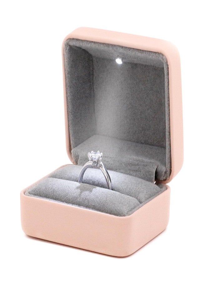 Naimo Square Engagement Ring Box Leather Ring Box with LED Light Jewelry Gift Box for Proposal Wedding Ceremony - Image 1