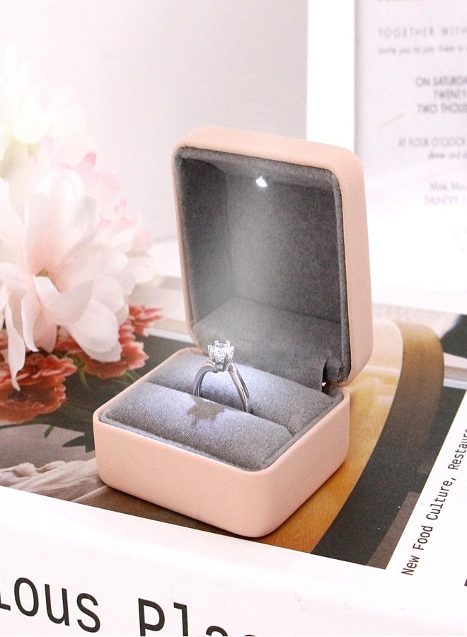 Naimo Square Engagement Ring Box Leather Ring Box with LED Light Jewelry Gift Box for Proposal Wedding Ceremony - Image 2