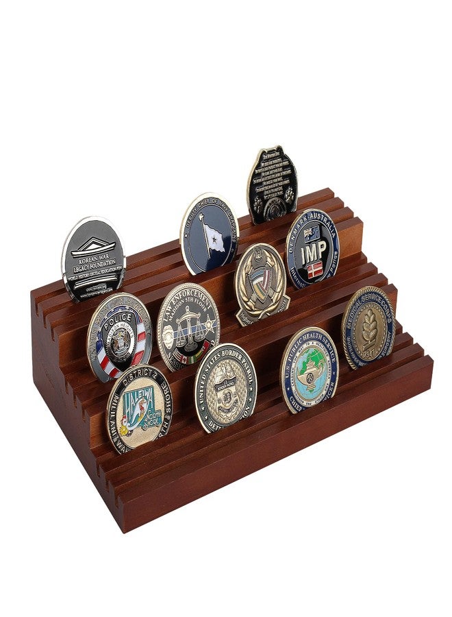 Samplife Challenge Coin Display Stand,Three-Tier Coin Rack Military Coins Display Holders Shelves,Wooden Army Collectible Coins Holder Case Holds 45-50 Coins Vacation Present - Image 1