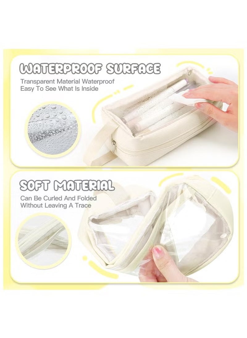 Large Capacity Pencil Case, Clear Handheld Multifunction Pencil Pouch Simple Stationery Bag Aesthetic Pen Bag for School Teen Girl Boy Office Adult  - Image 5