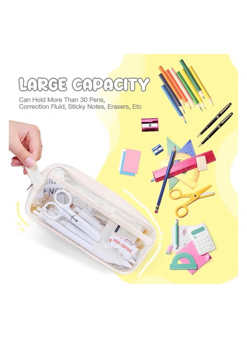 Large Capacity Pencil Case, Clear Handheld Multifunction Pencil Pouch Simple Stationery Bag Aesthetic Pen Bag for School Teen Girl Boy Office Adult  - Image 4