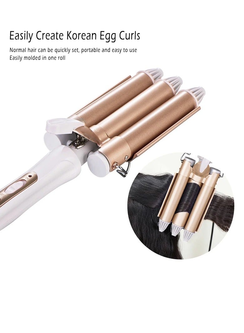 AROAQ Hair Curler, Triple Barrel Electric Hair Curler Iron, Fast Heating Curling Hair Rollers, Lightweight And Portable Hair Styler Waver, Easy To Use Hair Styling Tool For Women, (22mm) - Image 3