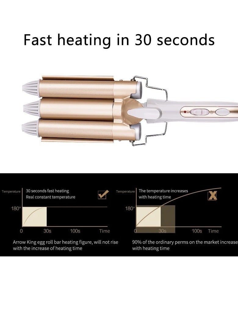 AROAQ Hair Curler, Triple Barrel Electric Hair Curler Iron, Fast Heating Curling Hair Rollers, Lightweight And Portable Hair Styler Waver, Easy To Use Hair Styling Tool For Women, (22mm) - Image 5