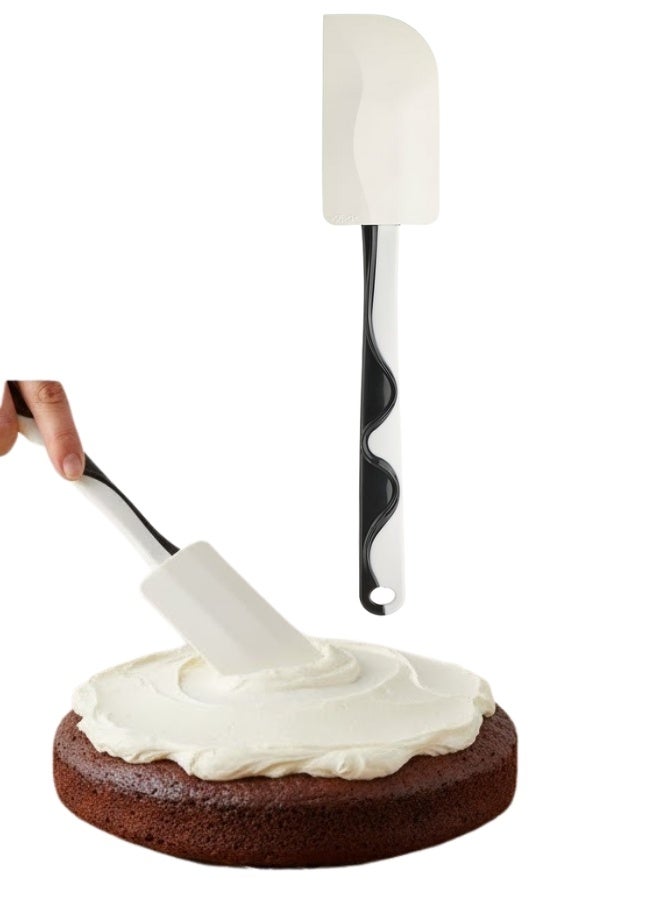 Ikea Rubber Spatula, Food Grade Rubber Spatula, Upgrade Strong Handle with Ergonomic Grip, Heat Resistant Up to 600°F for Nonstick Cookware, Cooking (Black/White) - Image 1