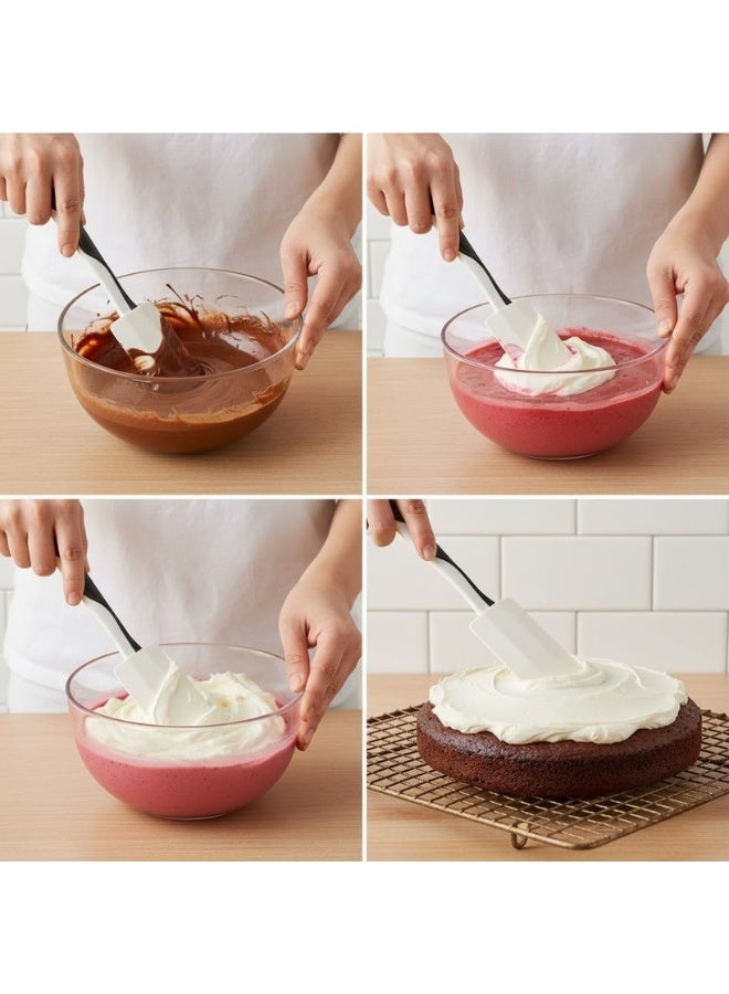 Ikea Rubber Spatula, Food Grade Rubber Spatula, Upgrade Strong Handle with Ergonomic Grip, Heat Resistant Up to 600°F for Nonstick Cookware, Cooking (Black/White) - Image 4