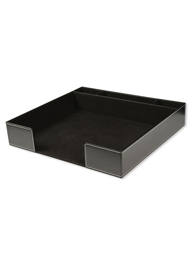 FIS - FIS Executive Conference Room Set of Bonded Leather Desk Blotter, Coaster and Pen Holder with Pen - Black - FSDSCONFRSETBK - Image 1