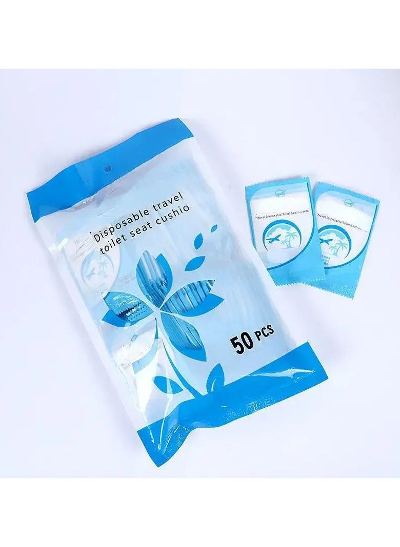 KITCHENOO 50pcs Disposable Toilet Seat Cover Maternity Thickened Waterproof Plastic Travel Toilet Seat Cover Dirtproof Household Hotel Cushion Paper  - Image 3