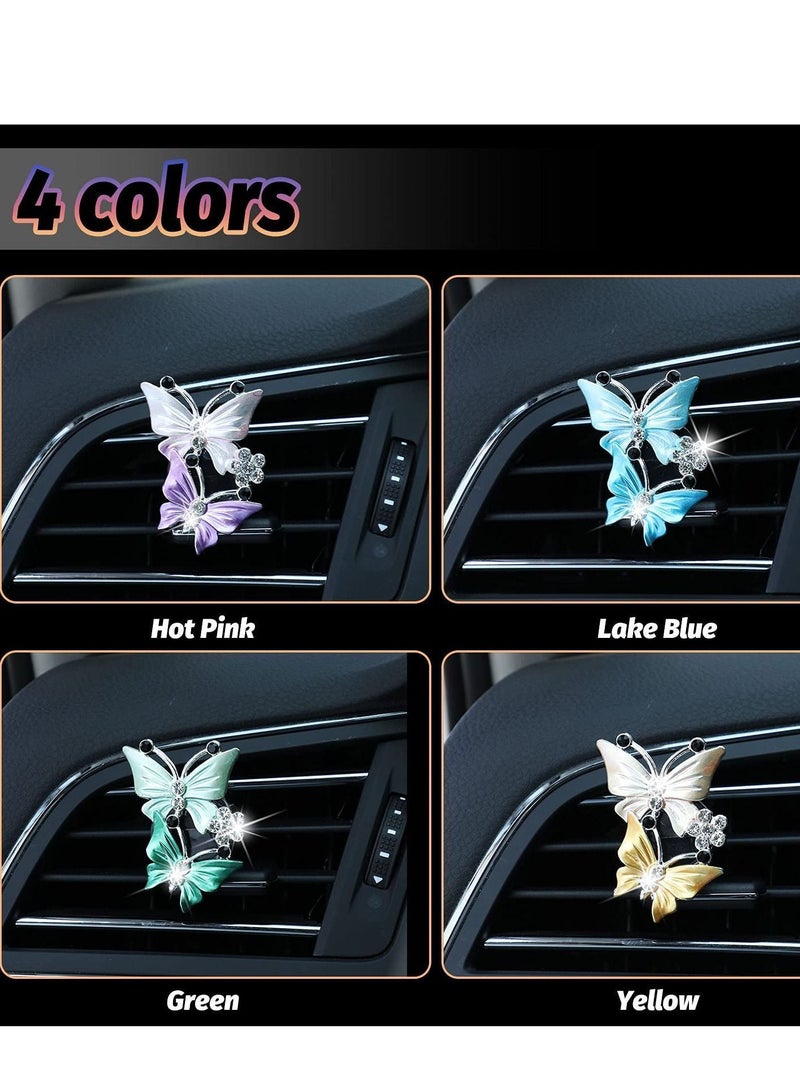 Y&D 4 Pieces Car Butterfly Diffuser Vent Clip, Air Decoration Lovely Dual Interior Charm Rhinestone Bling Accessories for Women Girls - Image 4