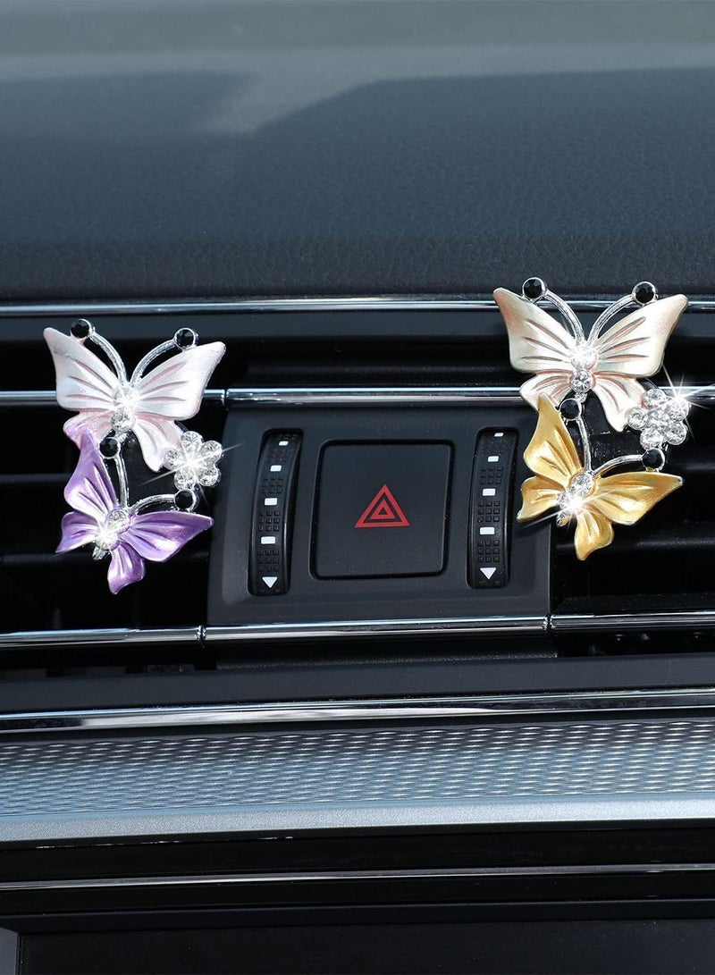 Y&D 4 Pieces Car Butterfly Diffuser Vent Clip, Air Decoration Lovely Dual Interior Charm Rhinestone Bling Accessories for Women Girls - Image 3