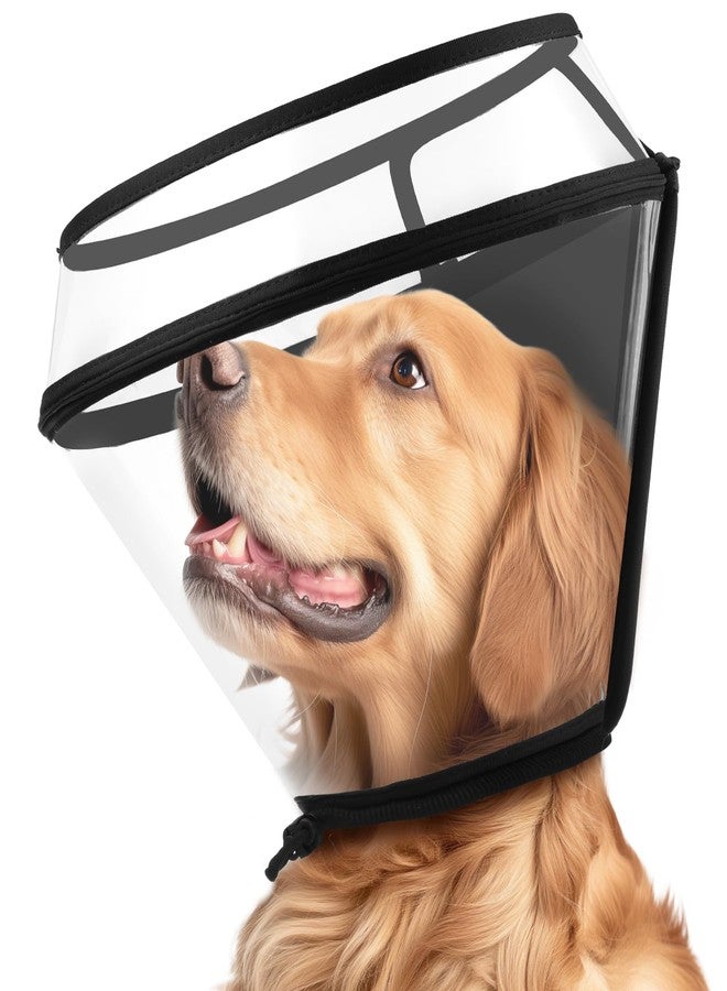 BONTHEE Dog Cone Collar for After Surgery,Transparent Dog Cones Alternative for Small Large Medium Size Dogs,Adjustable Depth Pet Recovery Collars,Elizabethan Collar for Dogs Stop Licking Wound(L) - Image 1