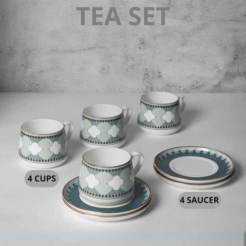 India Circus Fine Ceramic Cup Saucer Set of 8 4 Cups 4 Saucers 280 ml EachLE09 Elegant Design for Home and Kitchen and Can be Gifted to Your Loved Ones On Any Occassions - Image 4