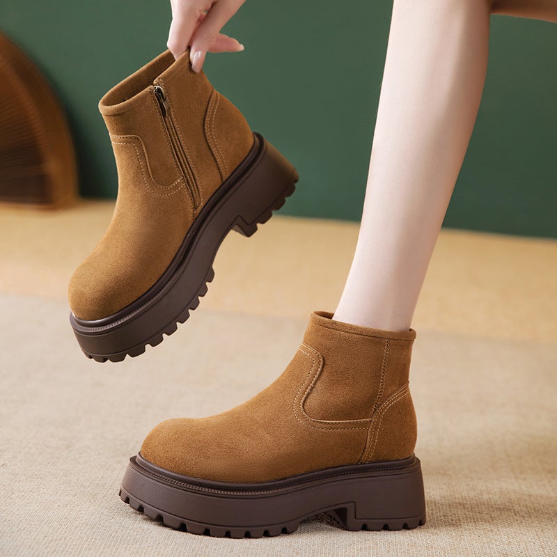 British Style Women'S Short Boots Non-Slip Warm Fleece-Lined Thickeneded Casual Versatile Women'S Boots Cotton Boots - Image 3