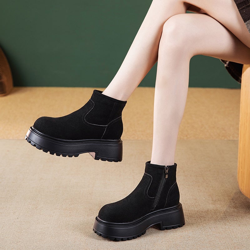 British Style Women'S Short Boots Non-Slip Warm Fleece-Lined Thickeneded Casual Versatile Women'S Boots Cotton Boots - Image 5