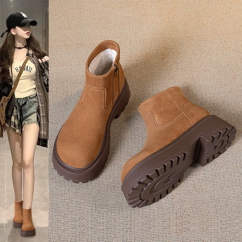 British Style Women'S Short Boots Non-Slip Warm Fleece-Lined Thickeneded Casual Versatile Women'S Boots Cotton Boots - Image 2