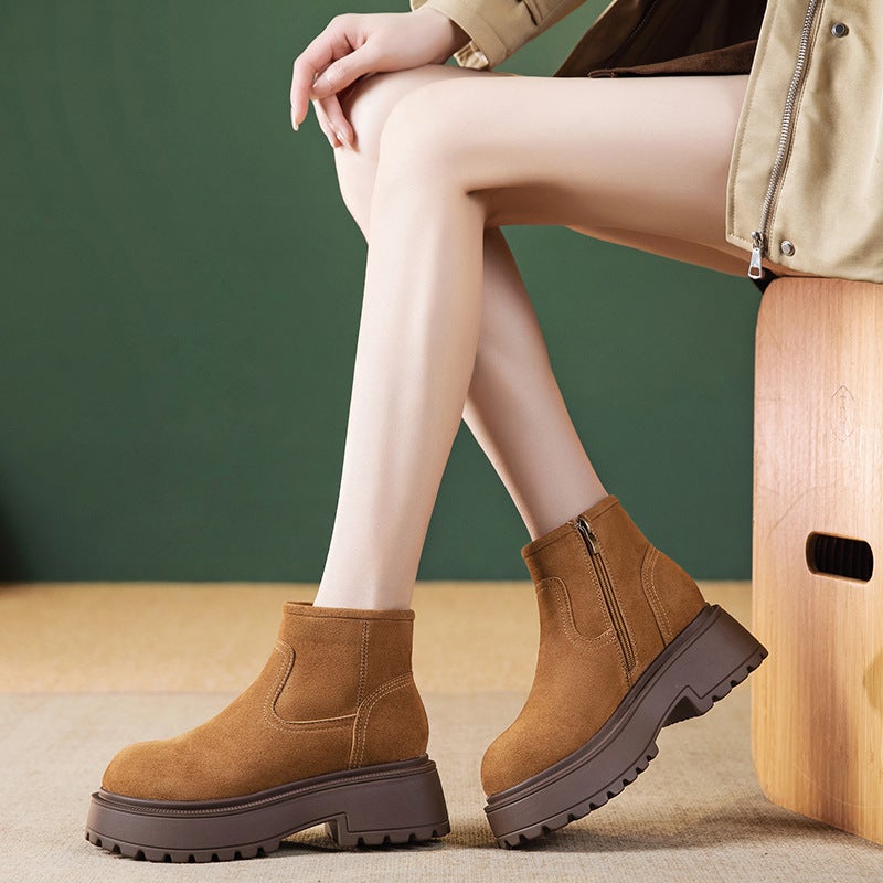 British Style Women'S Short Boots Non-Slip Warm Fleece-Lined Thickeneded Casual Versatile Women'S Boots Cotton Boots - Image 4