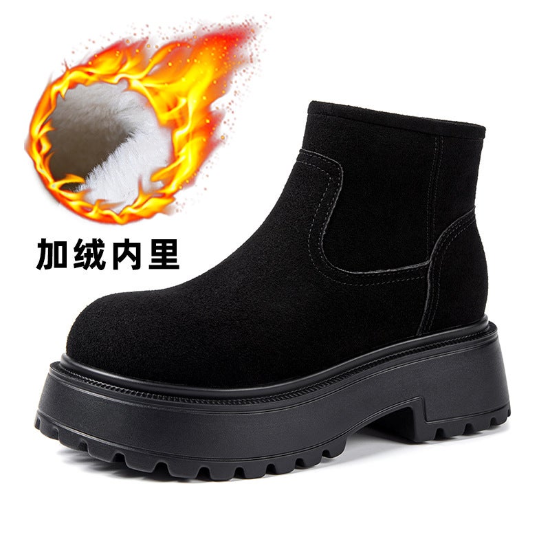 British Style Women'S Short Boots Non-Slip Warm Fleece-Lined Thickeneded Casual Versatile Women'S Boots Cotton Boots - Image 1