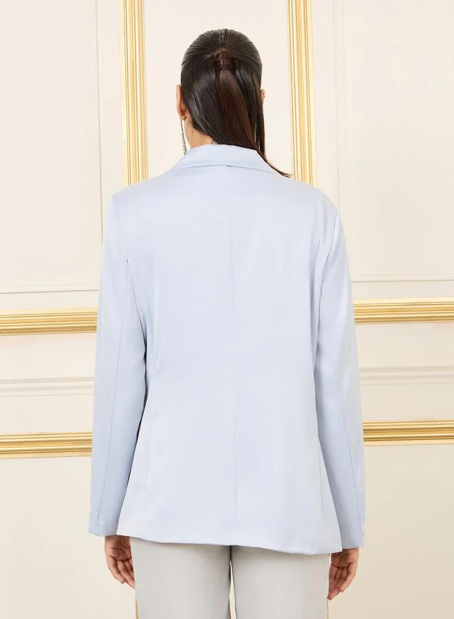 Styli Satin Single Breasted Regular Fit Blazer