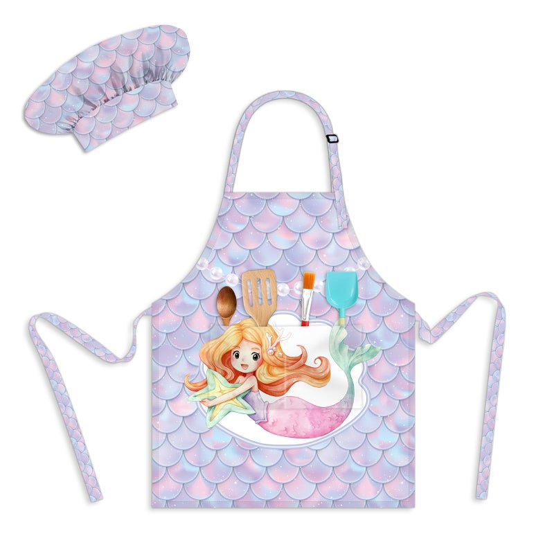 ديبولار مآزر أطفال من ديبولار للبنات الصغيرات، مزودة بجيوب، مناسبة للطبخ والخبز والرسم والحرف اليدوية والفنون والبستنة، قابلة للتعديل - Image 1