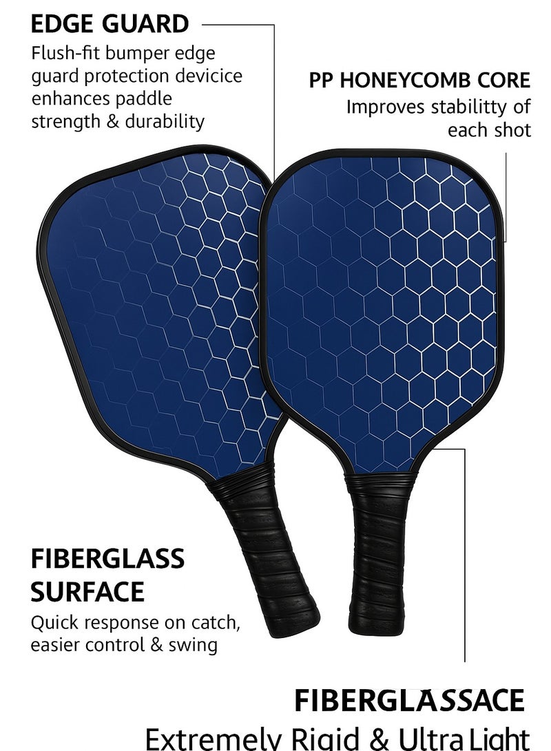 diu toyz Premium Fibreglass Pickleball Racket Paddle (Blue Honeycomb) (One Piece) - Image 3