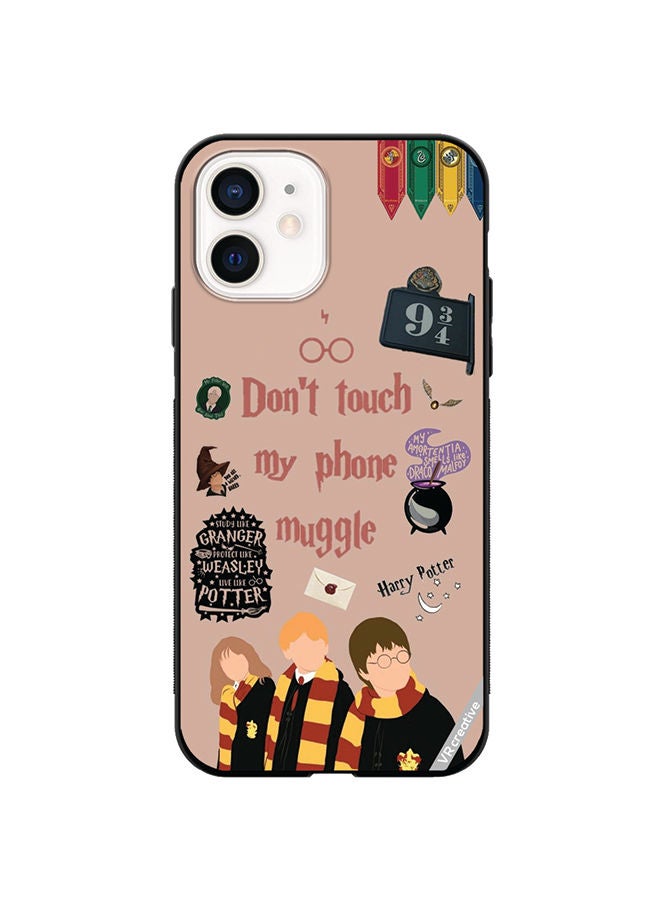 VR CREATIVE Protective Case Cover For Apple iPhone 12 Dont Touch My Phone Muggle Design Multicolour - Image 1