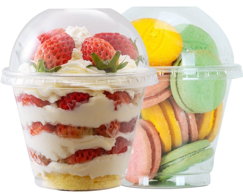 Artpreti 25 Sets 9oz Clear Plastic Parfait Cups with Dome Lids(NO HOLE) - Disposable Dessert Cups with Lids for Dips Snacks and Fruit Yogurt Smoothie Iced Cold Drinks  No Leaking - Image 1