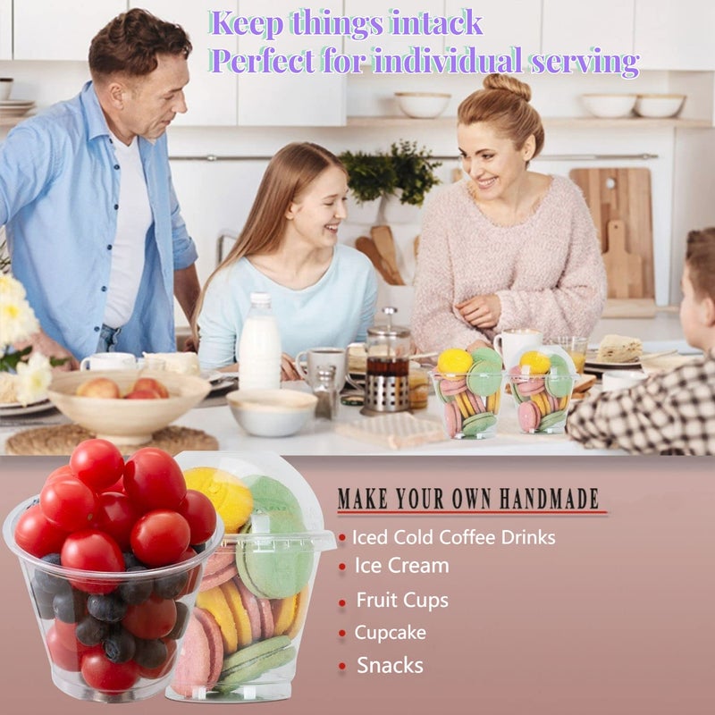 Artpreti 25 Sets 9oz Clear Plastic Parfait Cups with Dome Lids(NO HOLE) - Disposable Dessert Cups with Lids for Dips Snacks and Fruit Yogurt Smoothie Iced Cold Drinks  No Leaking - Image 2