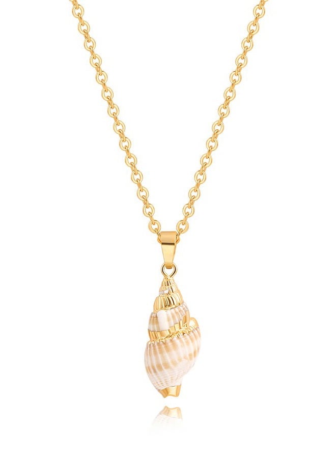 POTESSA Natural Seashell Shell Scallop Pendant Choker Necklace Adjustable 18K Gold Plated Cable Chain Handmade Jewelry for Women Girls, Metal - Image 1