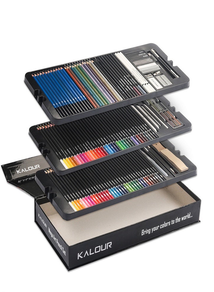 KALOUR New 142-piece paper box drawing pencil set, colored pencils, sketching tools, full set of tools - Image 2