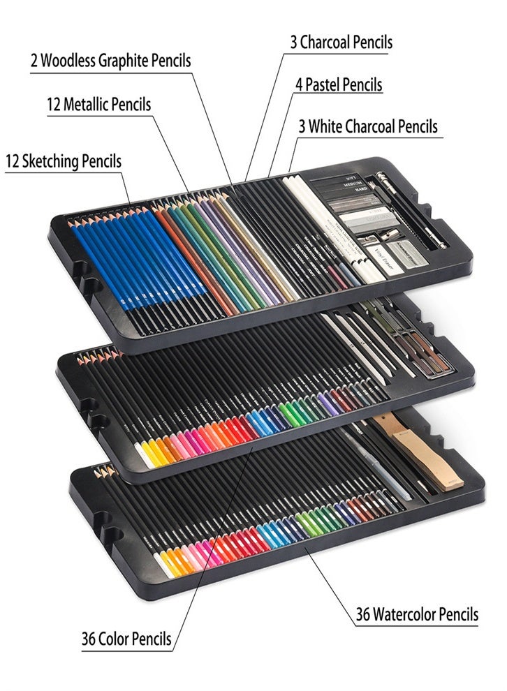 KALOUR New 142-piece paper box drawing pencil set, colored pencils, sketching tools, full set of tools - Image 5