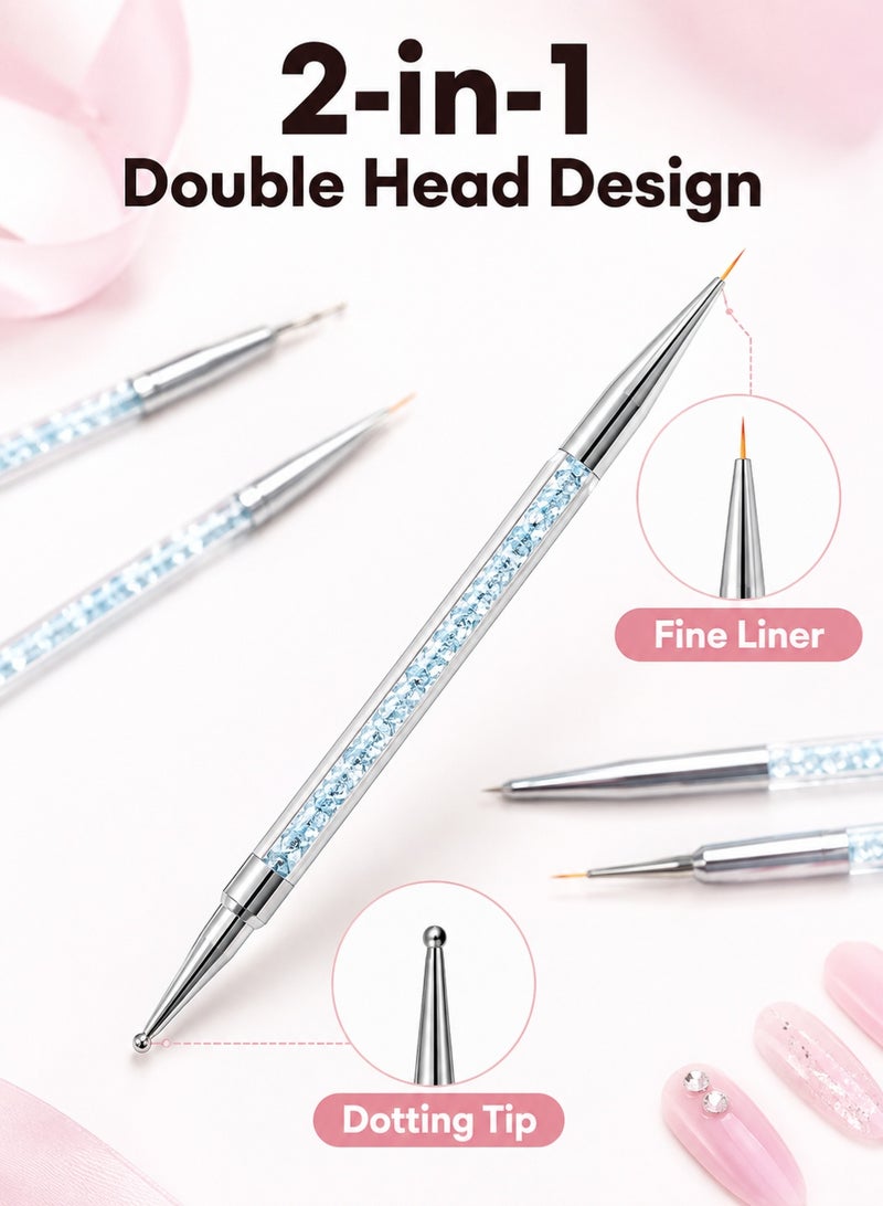 Al Kanzi 5 Pcs Double Head Nail Art Brushes, Fine Liner & Dotting Tool Set for DIY Manicure, Nylon Bristle Nail Drawing Pen Kit for Home and Salon Use - Image 5