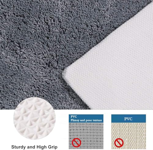 Seavish Luxury Grey Shag Curved Bath Rug, 18 x 57 inch Non Slip Microfiber Soft Absorbent Fanned Shower Mats Washable Bathroom Rug Corner Bath Tub Floor Carpet for Quadrant Shower Stall - Image 3