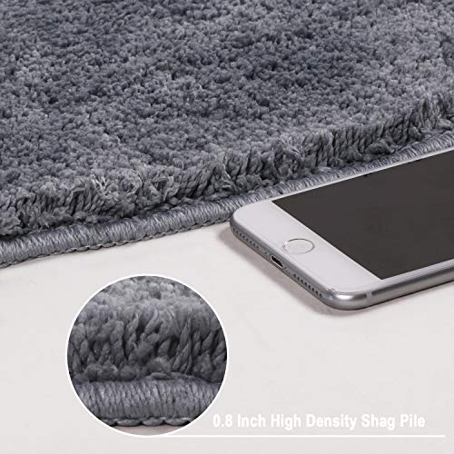 Seavish Luxury Grey Shag Curved Bath Rug, 18 x 57 inch Non Slip Microfiber Soft Absorbent Fanned Shower Mats Washable Bathroom Rug Corner Bath Tub Floor Carpet for Quadrant Shower Stall - Image 4