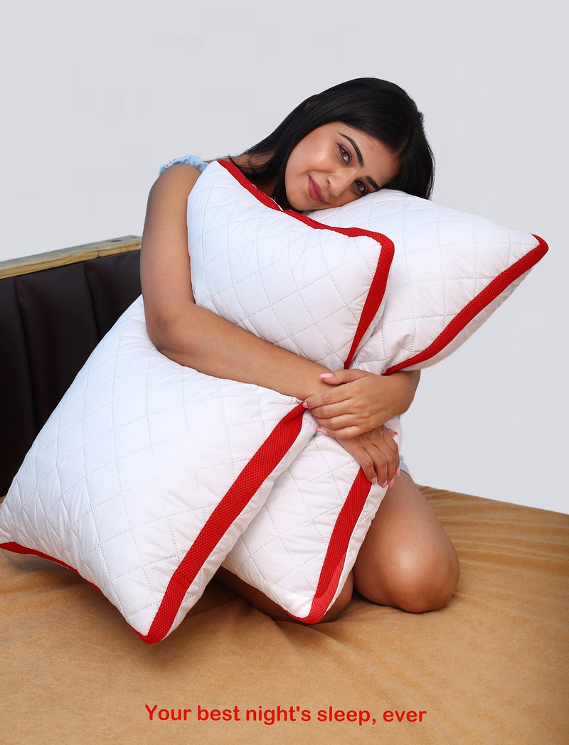 PAPAYA PAPAYA 2-Pack Bed Pillows for Sleeping Adjustable Soft Microfiber Pillows Standard Size Set of 2 - Luxury Quilted Pillows for Side Back Sleepers - White  - Image 5