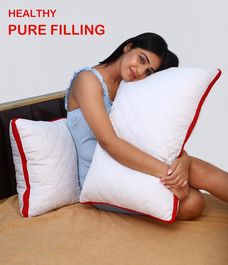 PAPAYA PAPAYA 2-Pack Bed Pillows for Sleeping Adjustable Soft Microfiber Pillows Standard Size Set of 2 - Luxury Quilted Pillows for Side Back Sleepers - White  - Image 4