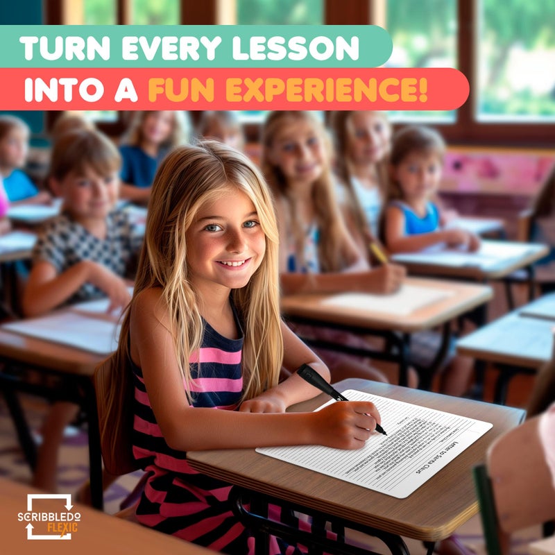 Scribbledo College Ruled Lined White Board Sheets for Students 9â€x12â€ Dry Erase Board with Lines Sheets Ruled Writing Whiteboard Sheets Homeschool Supplies Teacher Classroom Pack of 10 - Image 4