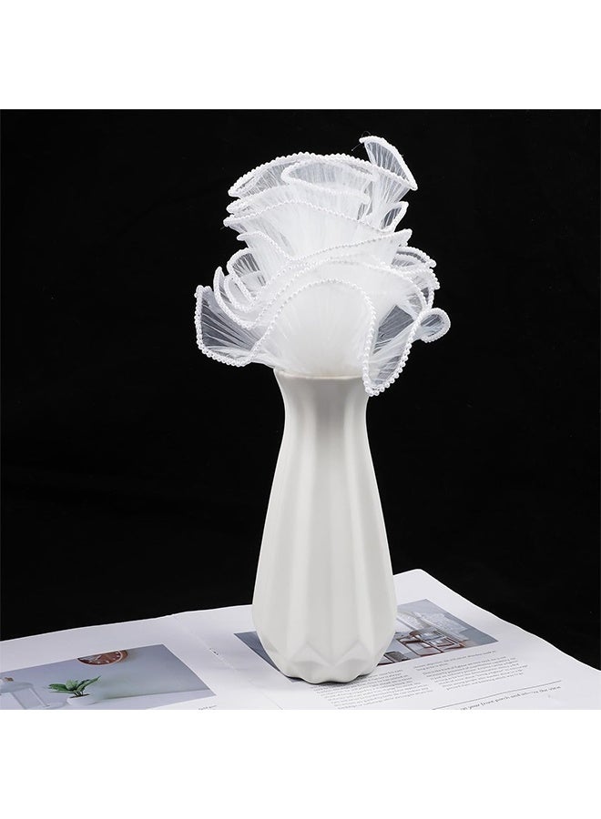 4 Yards 28cm White Bouquet Wrapping Mesh Paper Pearl Edge Wrinkled Wavy Net Yarn Flower Wrapping Paper for DIY Crafts Valentine's Day Mother's Day Wedding Florist Supplies - Image 2