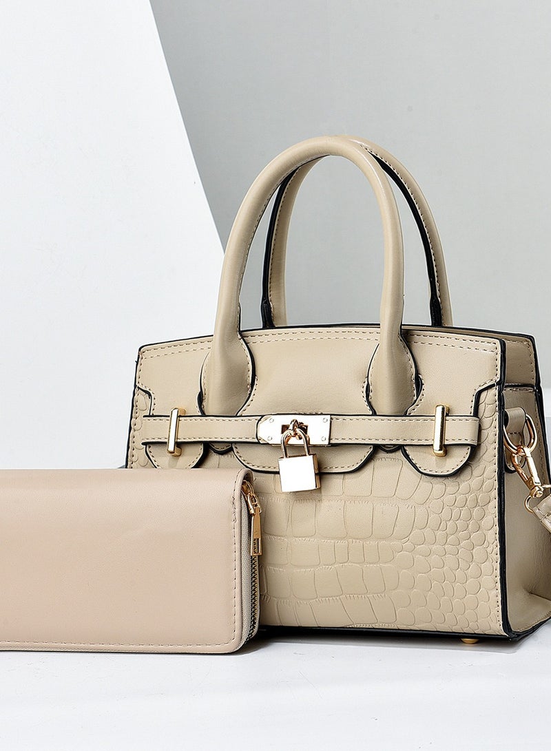 Large Capacity Handbag Two-piece Set For Women High-end Stone Patterned Minimalist Women's Bag - Image 1