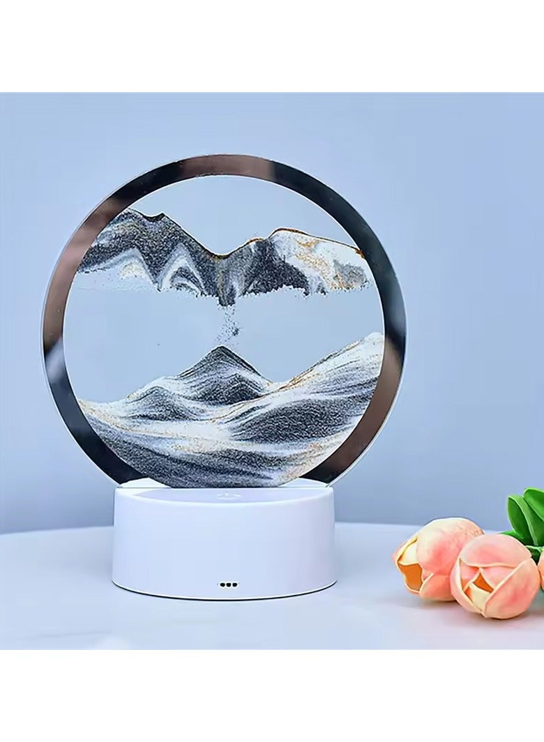 DubaiGallery Moving Sand Art Picture Round Glass 3D Deep Sea Sandscape in Motion Display Flowing Sand Frame, Children's Large Desktop Art Toys, Home & Office Desktop Decorations - Image 3