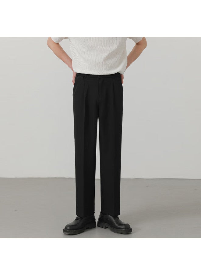 Swamp Area Men's Casual Pants Spring Autumn Loose Trendy Draped Straight-leg Suit Pants Wide-leg Trousers Ks05 Black 4XL - Image 2