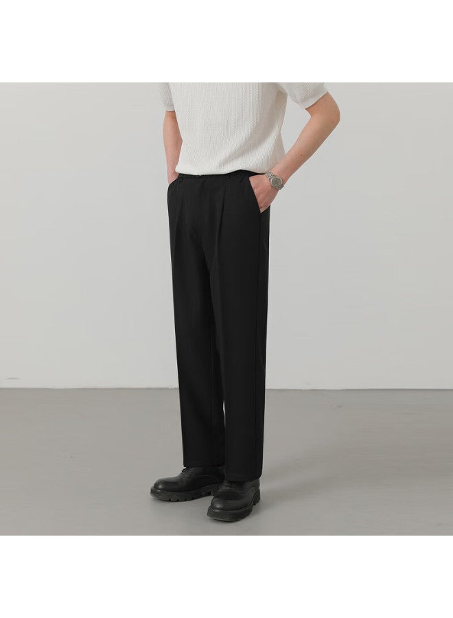 Swamp Area Men's Casual Pants Spring Autumn Loose Trendy Draped Straight-leg Suit Pants Wide-leg Trousers Ks05 Black 4XL - Image 3
