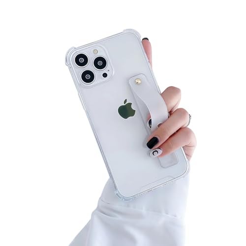 siduater Strap Case for 6.7" iPhone 13 Pro Max with Wristband Kickstand, Clear Soft TPU Protective Shockproof Rugged Cover, Adjustable Hand Grip Loop for iPhone 13 Pro Max 6.7 Inch, Crystal Clear - Image 1