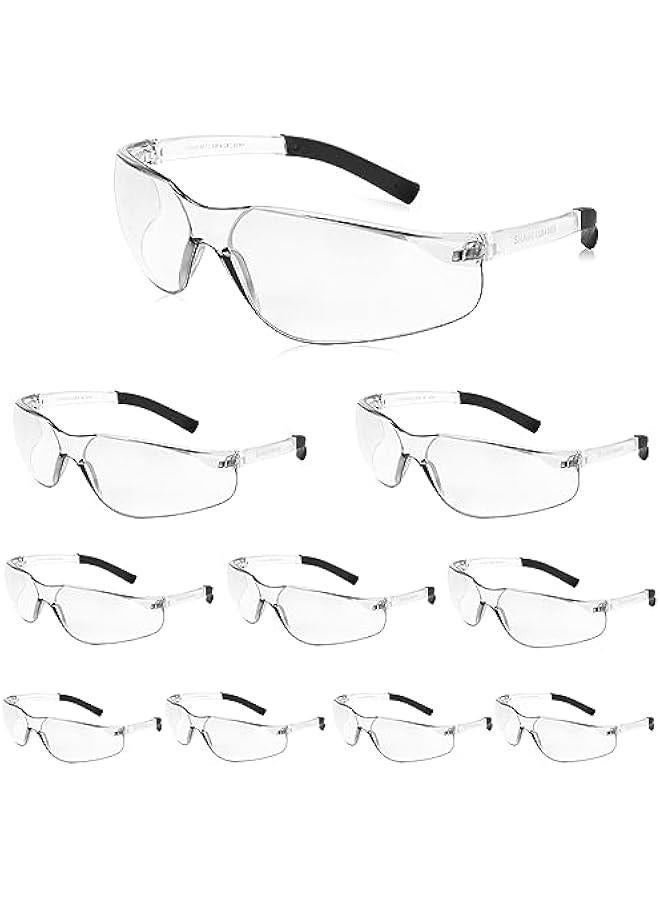 Arabest Clear Safety Glasses Bulk of 10 ANSI Z87.1 Protective Eyewear Scratch-Resistant for Work, Lab, Construction  - Image 1